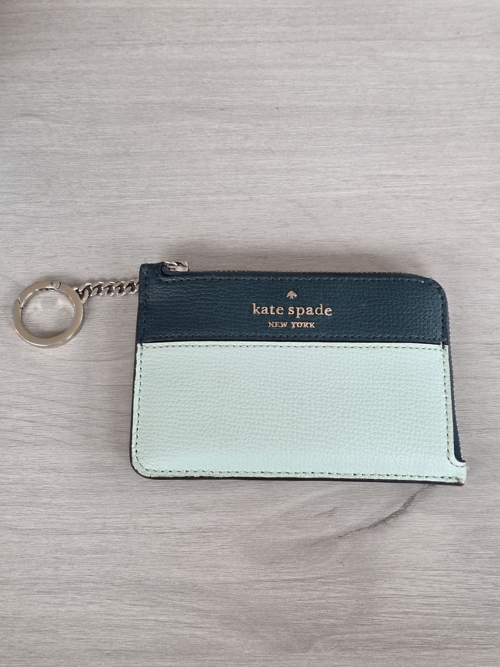 kate spade New York Mint & Teal Zip Card Case Keyring